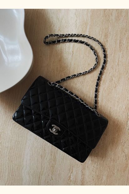 Chanel Medium Double Flap Bag Black Patent