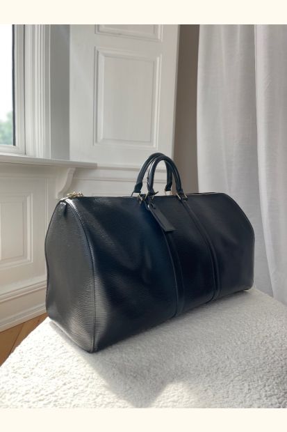 LOUIS VUITTON BLACK EPI LEATHER KEEPALL 55